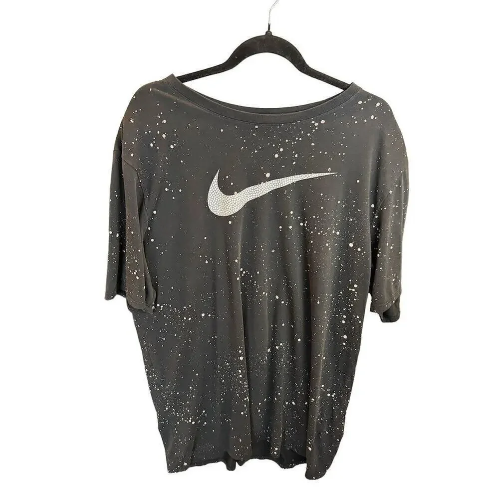 Nike Dri-Fit Men's 2XL Black Graphic Print Swoosh Logo T-Shirt Cotton Blend